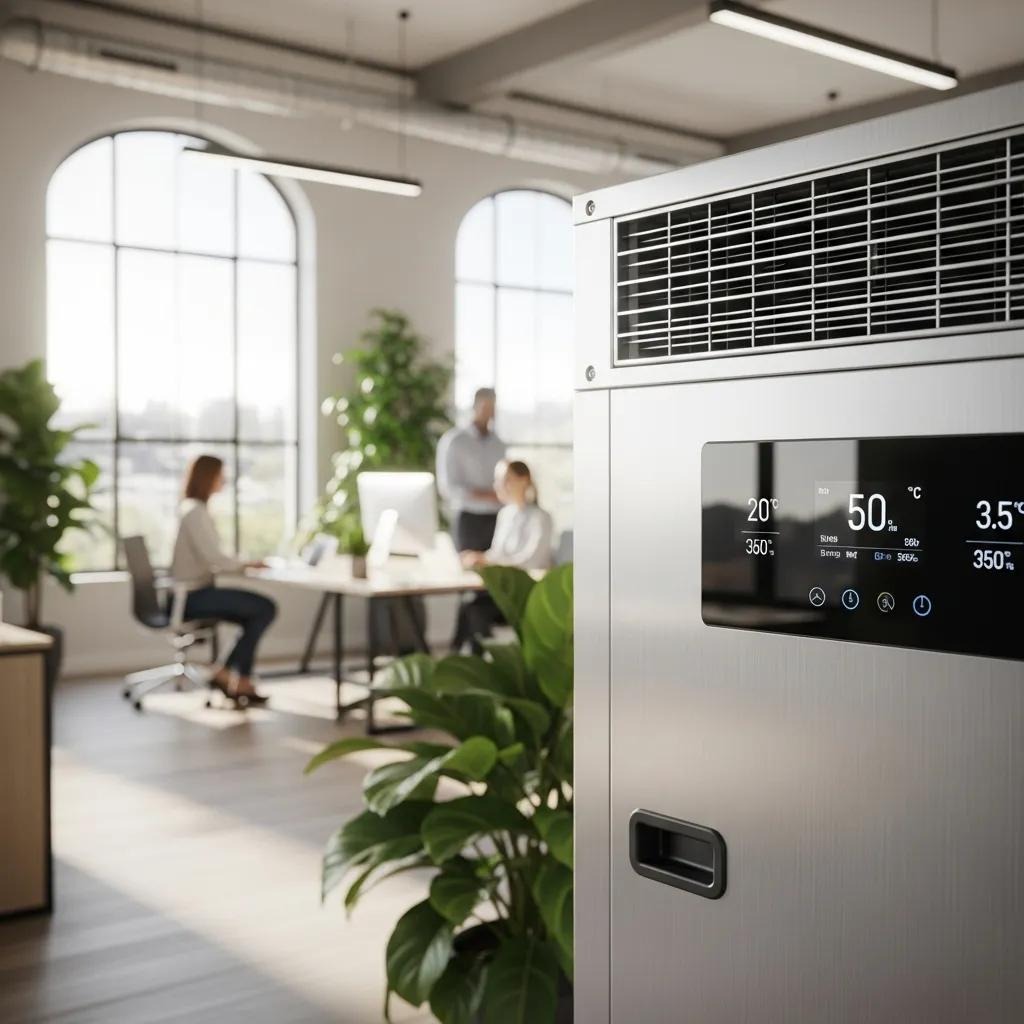 High-efficiency commercial heat pump installed in an office
