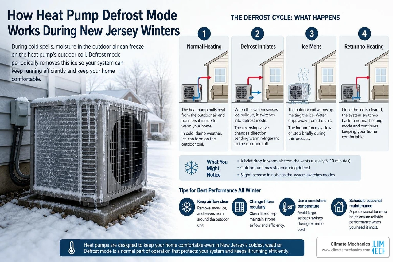 How Does Heat Pump Defrost Mode Work in NJ Cold Spells?