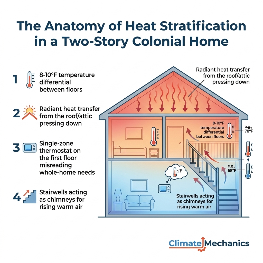 The Anatomy of Heat Stratification in a Two-Story Colonial Home