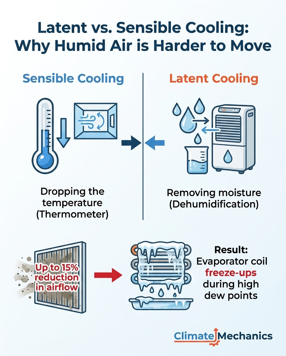 Latent vs. Sensible Cooling: Why Humid Air is Harder to Move