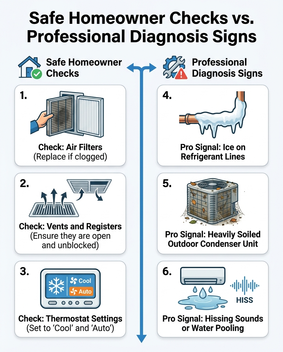 Safe Homeowner Checks vs. Professional Diagnosis Signs