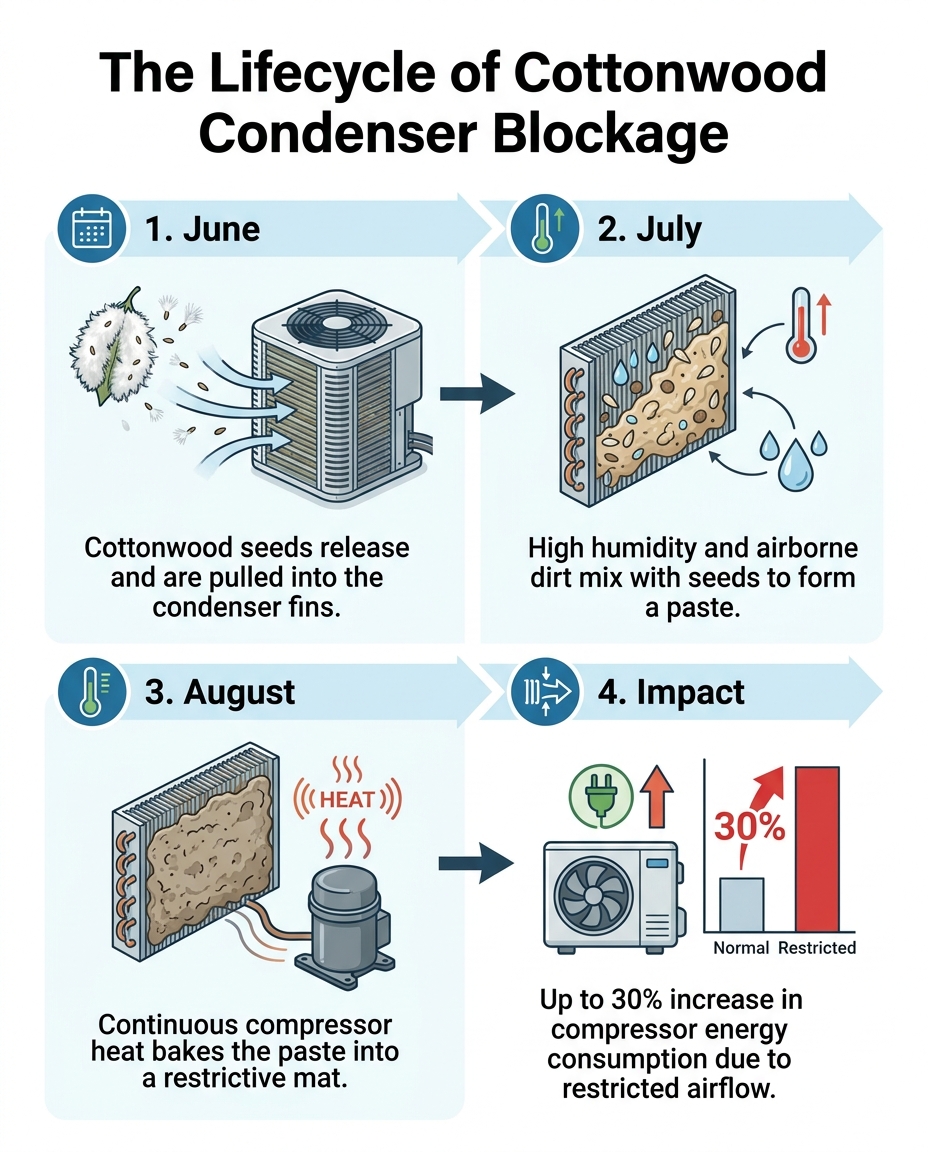 The Lifecycle of Cottonwood Condenser Blockage