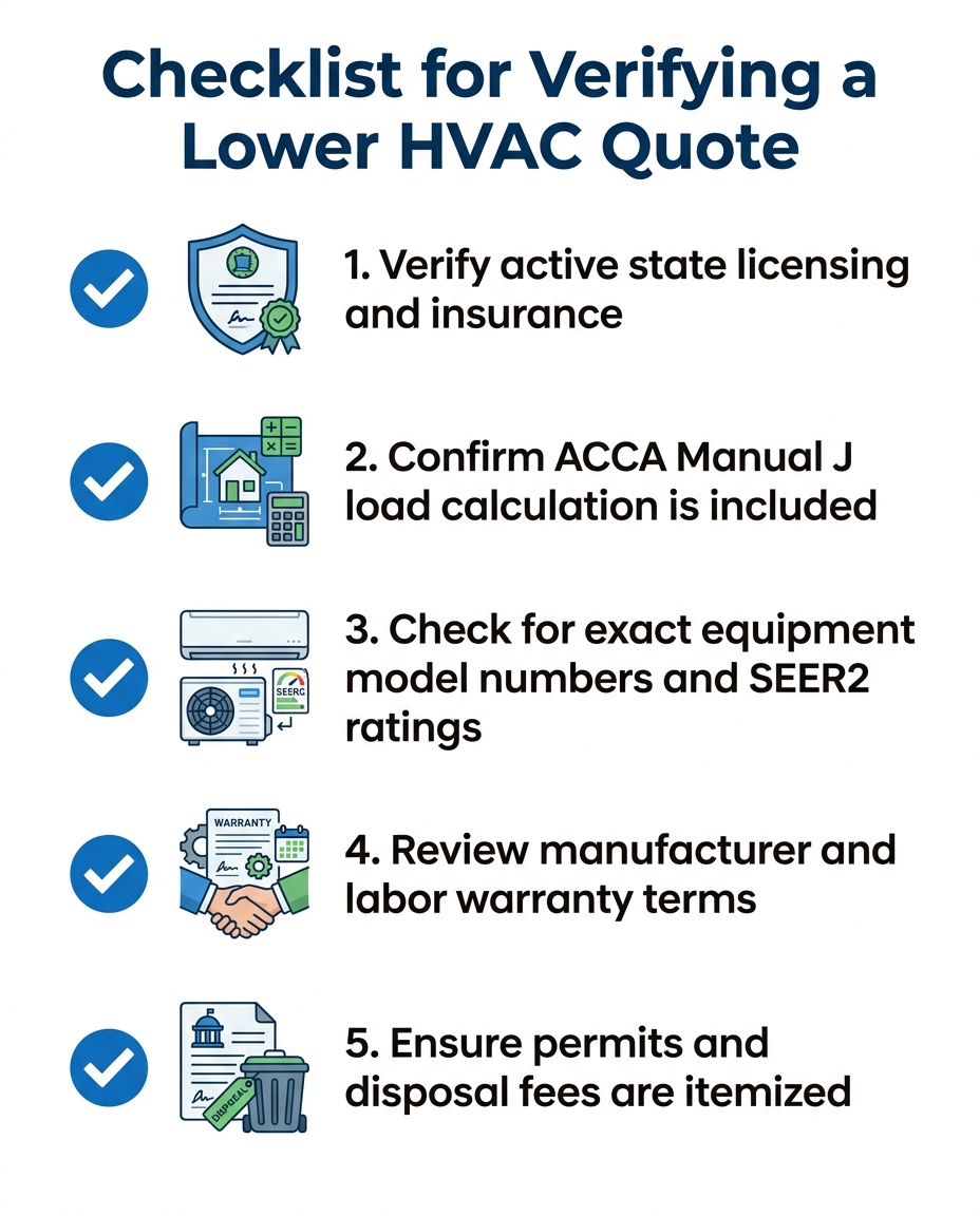 Checklist for Verifying a Lower HVAC Quote