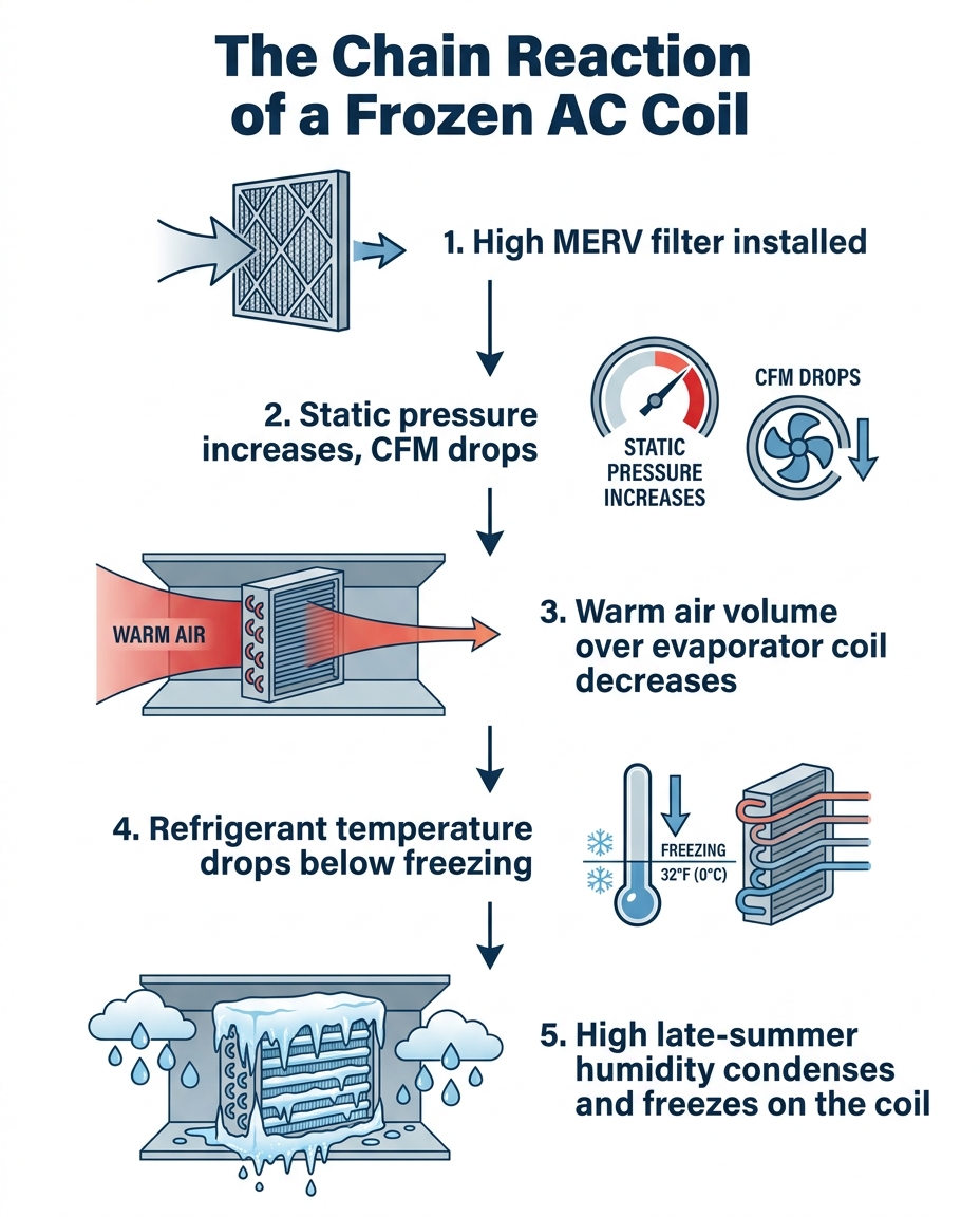 The Chain Reaction of a Frozen AC Coil