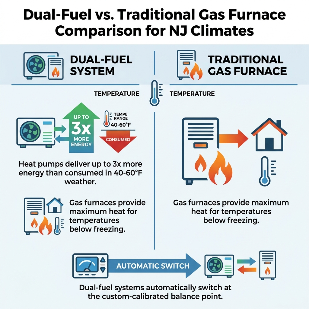 Dual-Fuel vs. Traditional Gas Furnace Comparison for NJ Climates