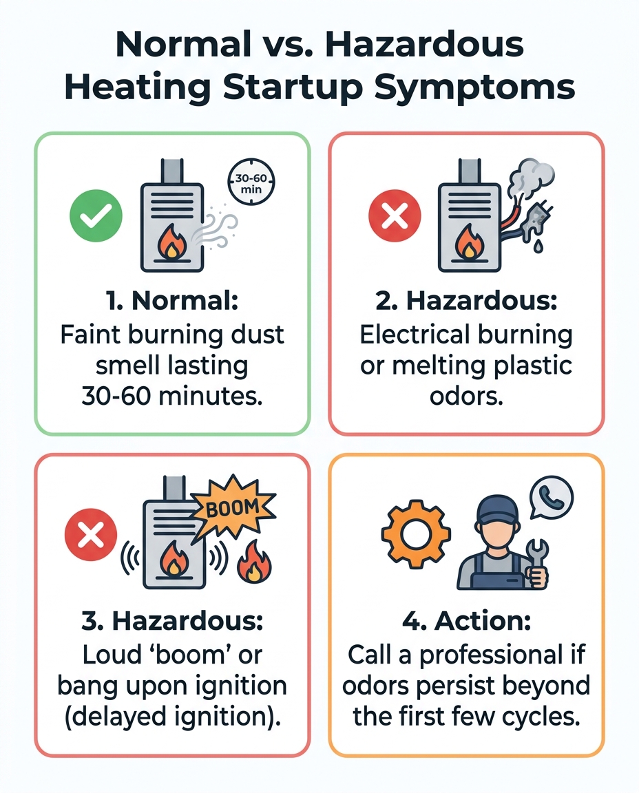 Normal vs. Hazardous Heating Startup Symptoms