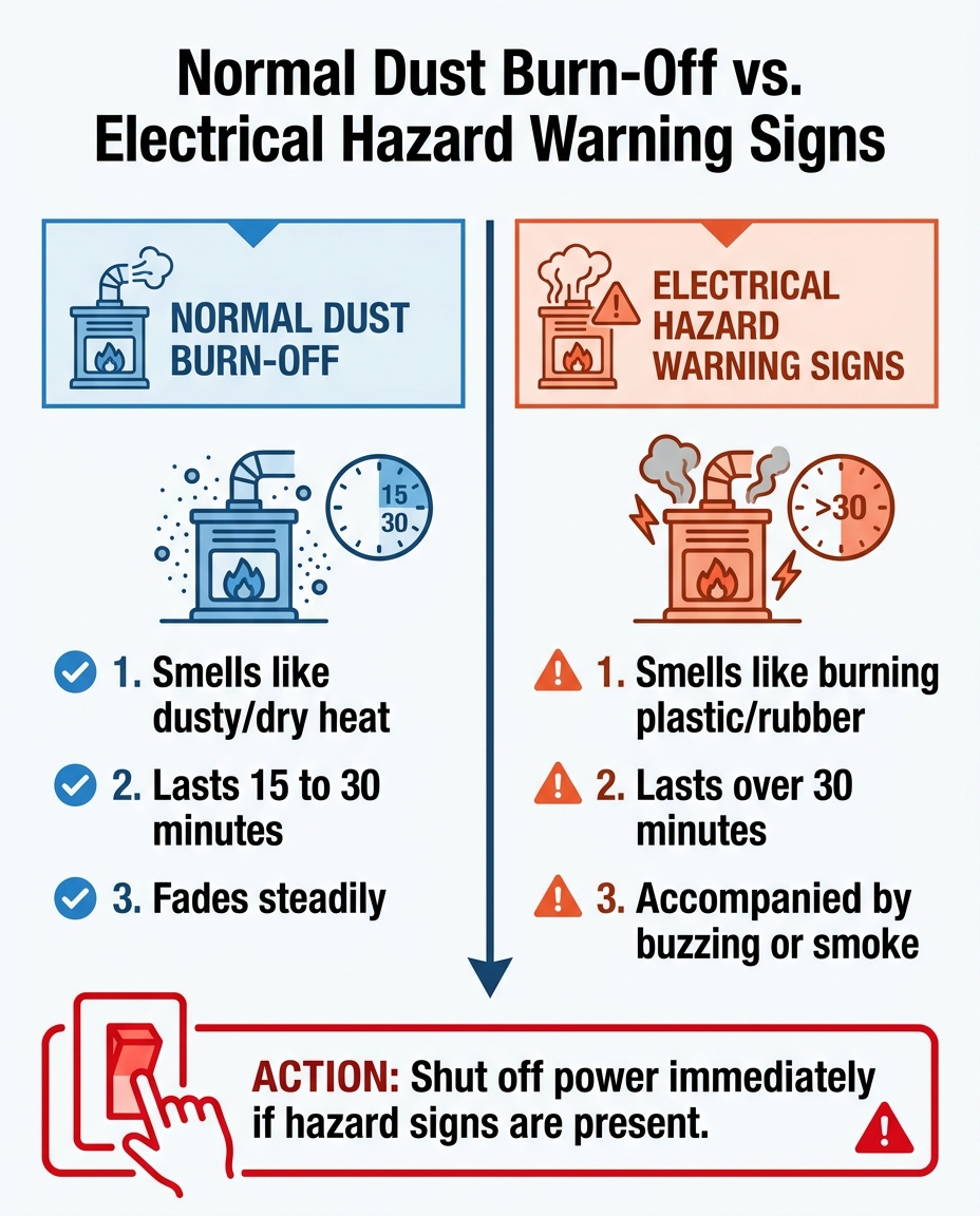 Normal Dust Burn-Off vs. Electrical Hazard Warning Signs