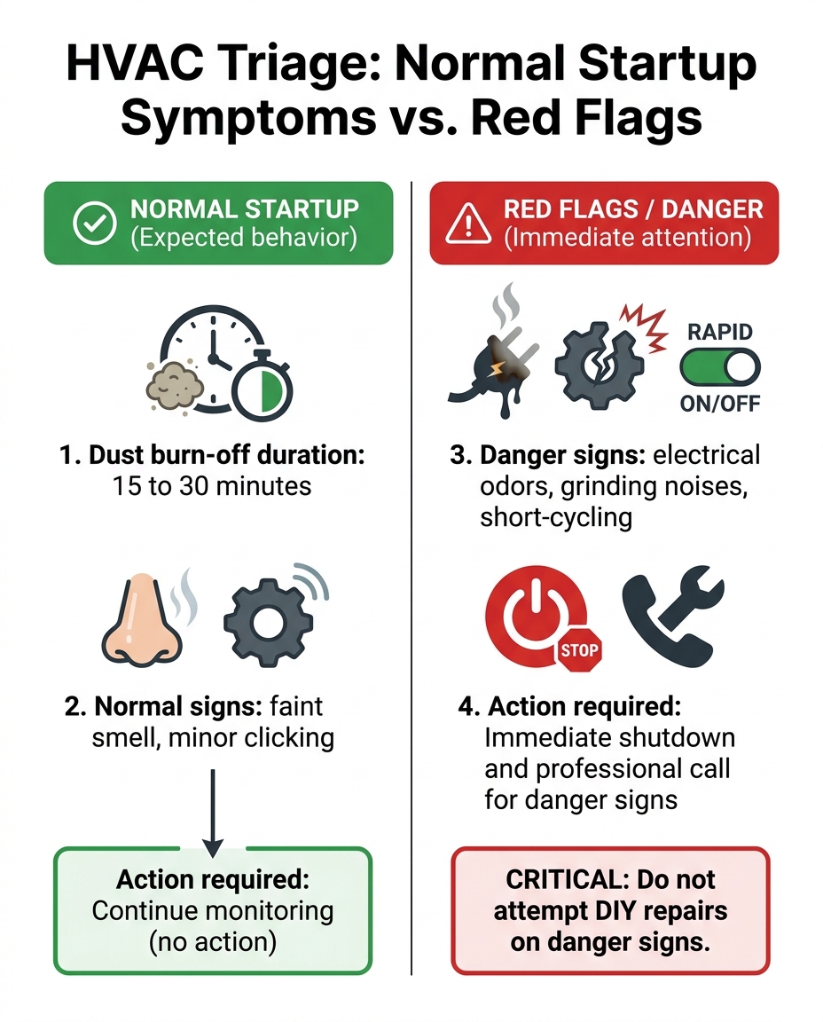 HVAC Triage: Normal Startup Symptoms vs. Red Flags