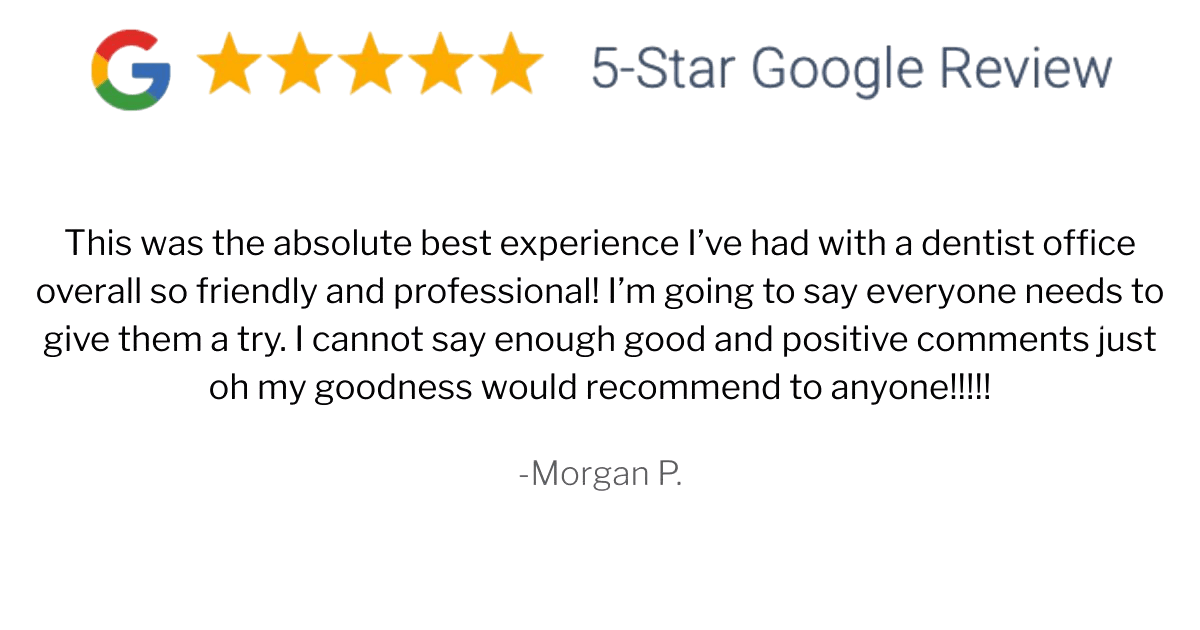 op rated family dentist in Chandler — 5-star patient review highlighting gentle care and beautiful smile results at Rose Crest Dental.