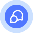blue icon with two talking blobs. 