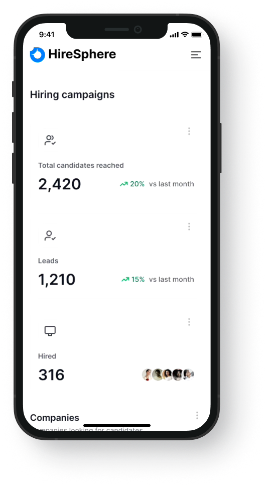 SAAS platform mobile UI screen.
