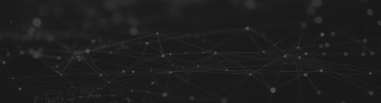 Abstract dark background with interconnected nodes and lines forming a network pattern.