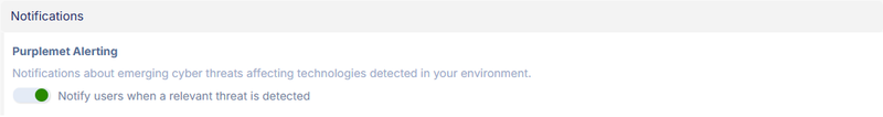 The new "Notify users when a relevant threat is detected" switch in the Notifications tab of the Subscription Settings.