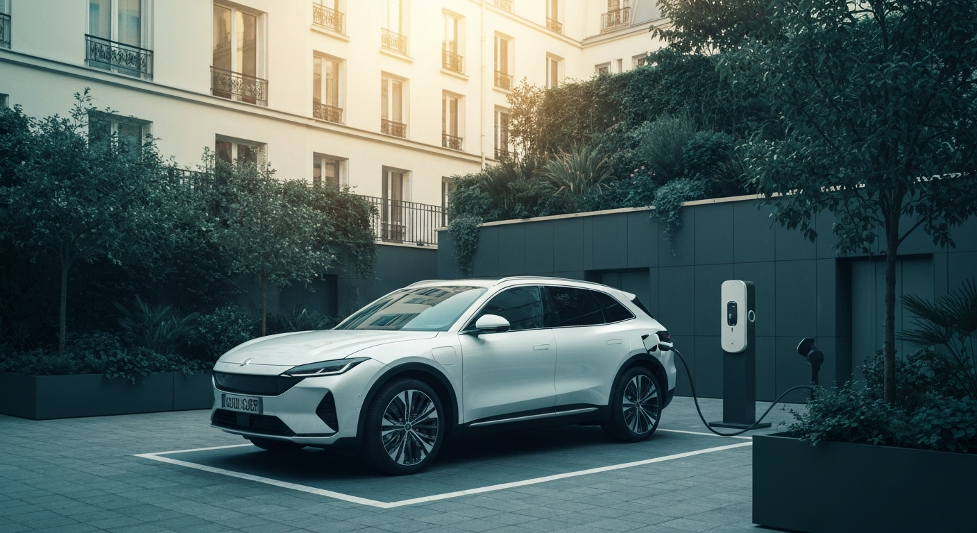 Visuel éditorial véhicule électrique ou hybride premium Joinsteer