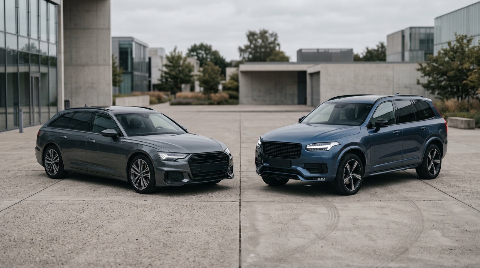 Une berline premium et un SUV premium côte à côte