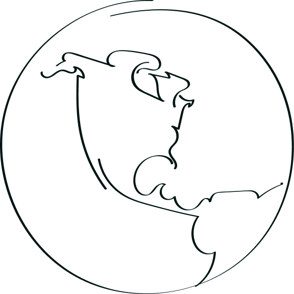 Hand drawn illustration of the western hemisphere