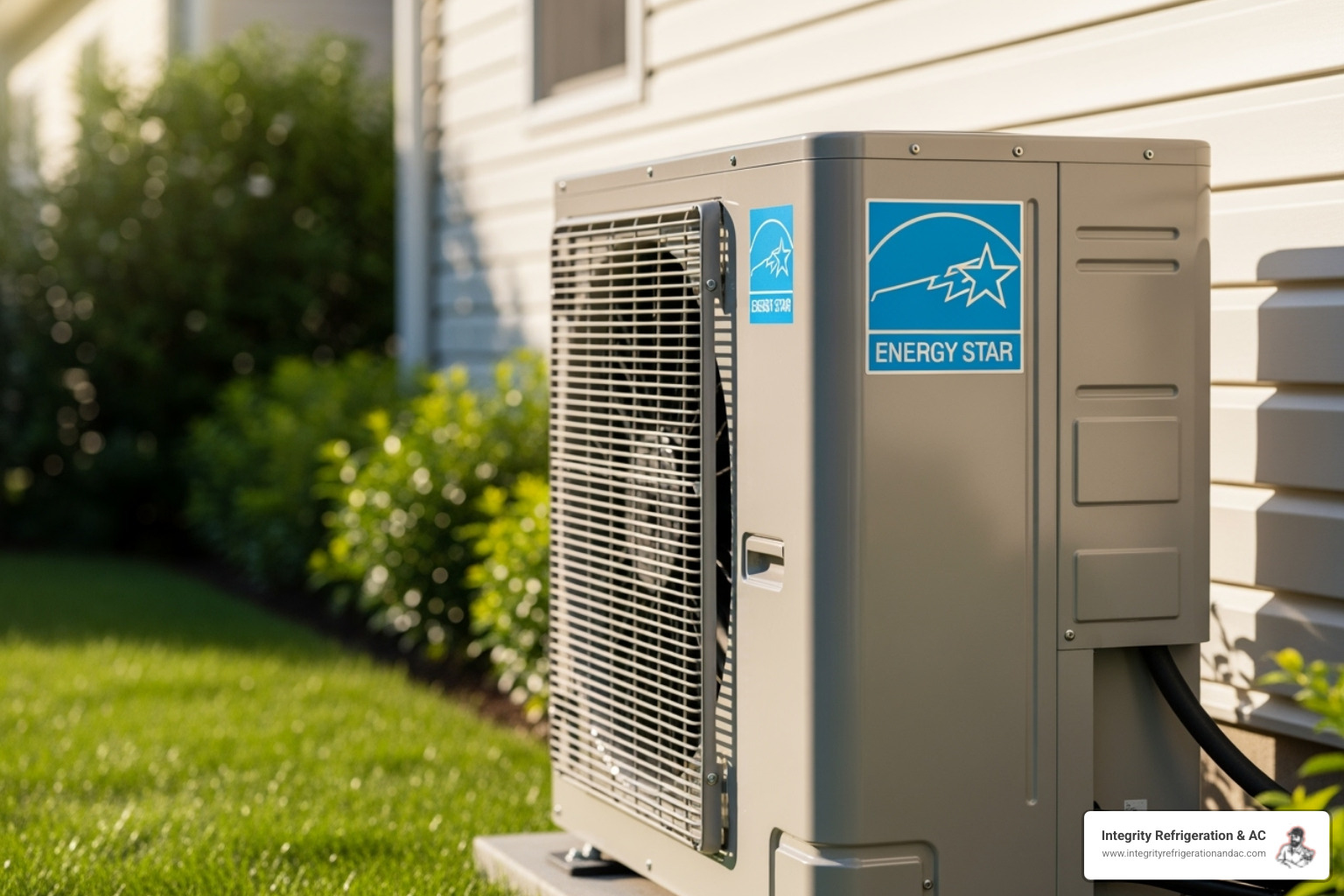 ENERGY STAR logo on a heat pump - Heat Pump Replacement ENERGY STAR logo on a heat pump - Heat Pump Replacement