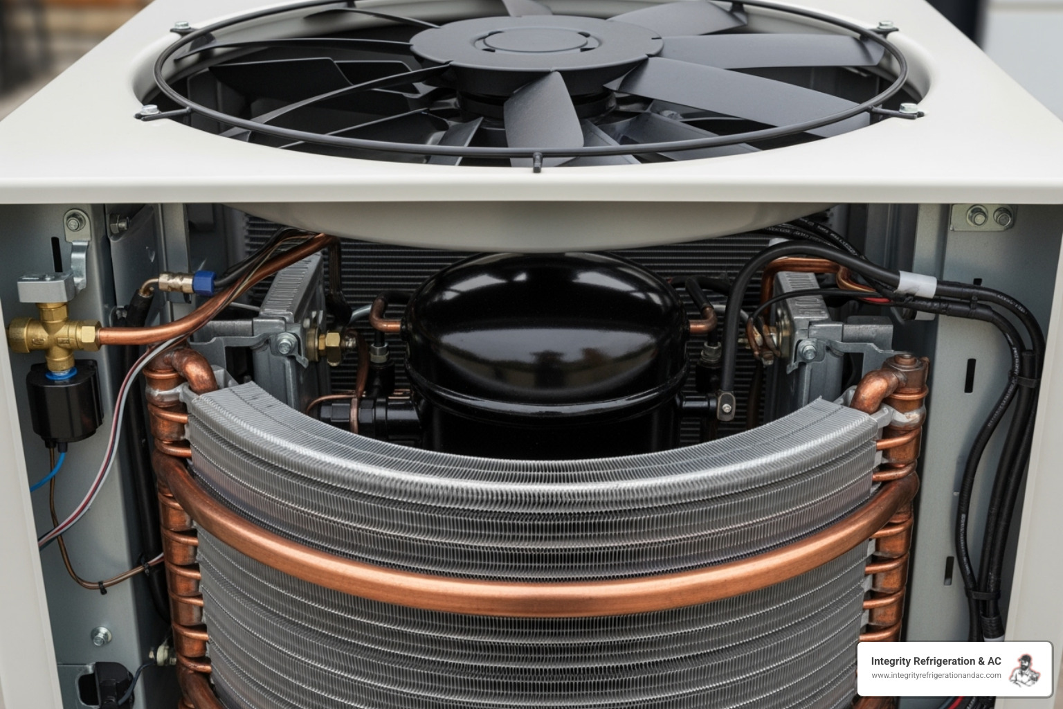 Internal components of an outdoor AC unit - Davenport AC