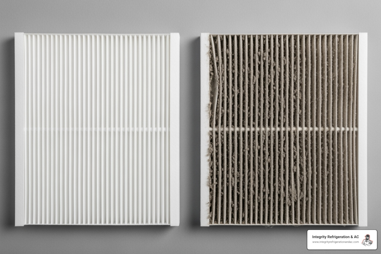 Clean air filter next to a dirty one - Davenport AC