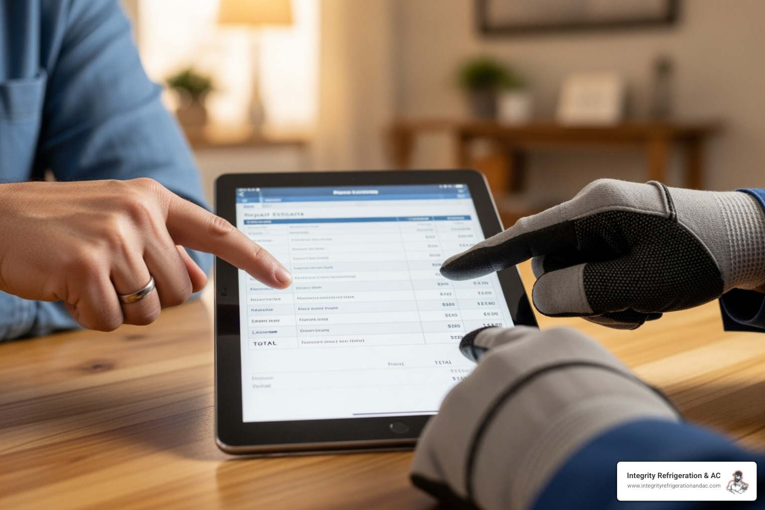 homeowner reviewing quote with technician - hvac repair lakeland