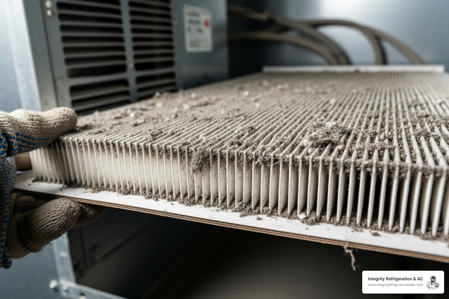 person changing a dirty air filter - AC not cooling issues