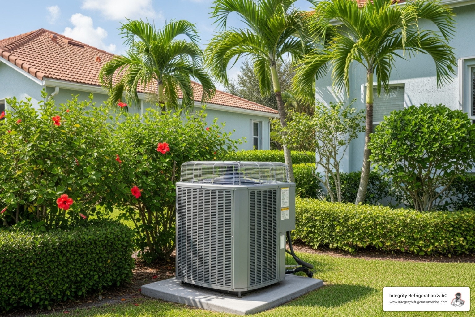 Technician performing routine HVAC maintenance on an outdoor unit in Florida - Emergency HVAC service