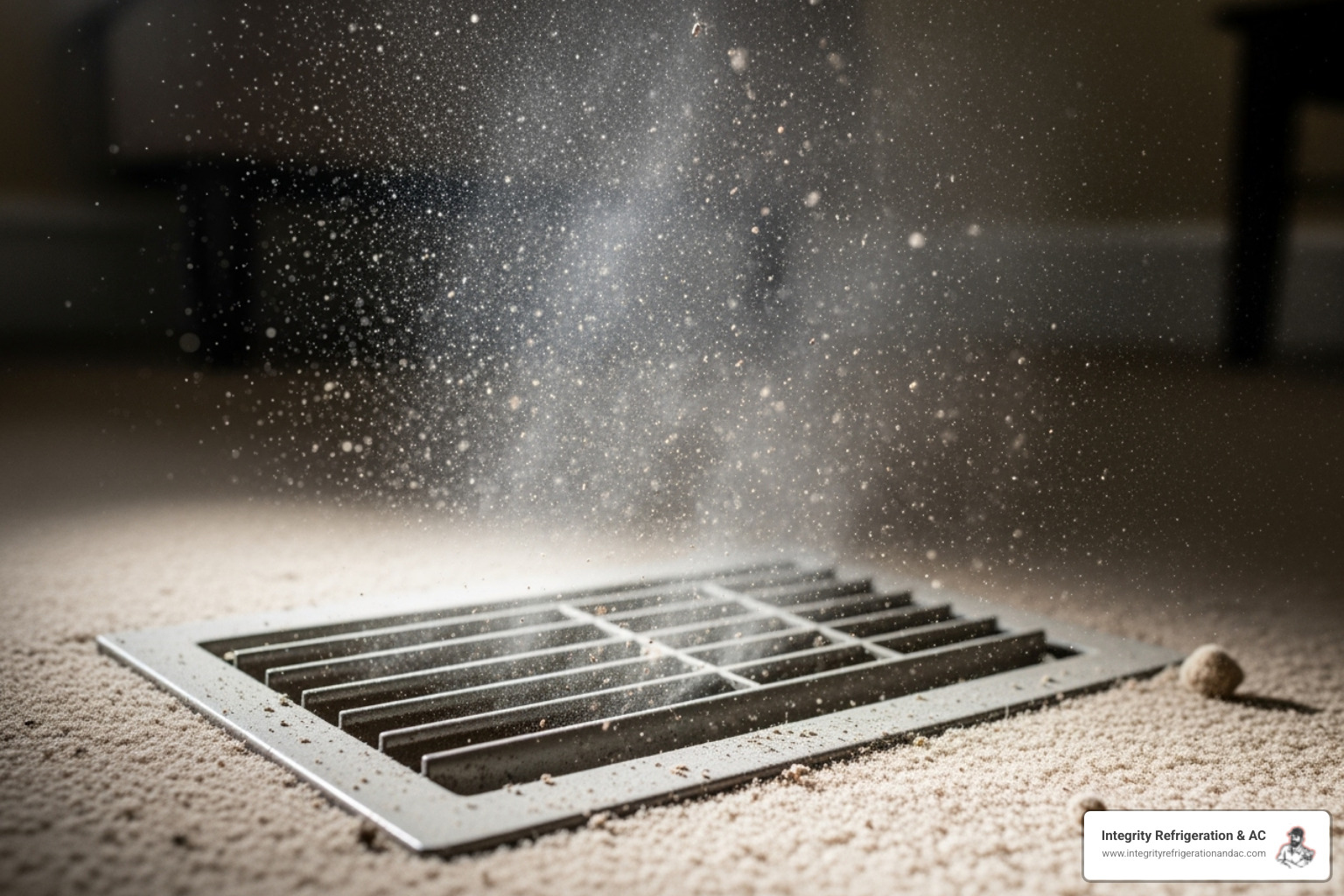 excessive dust blowing from a floor vent - vent cleaning service
