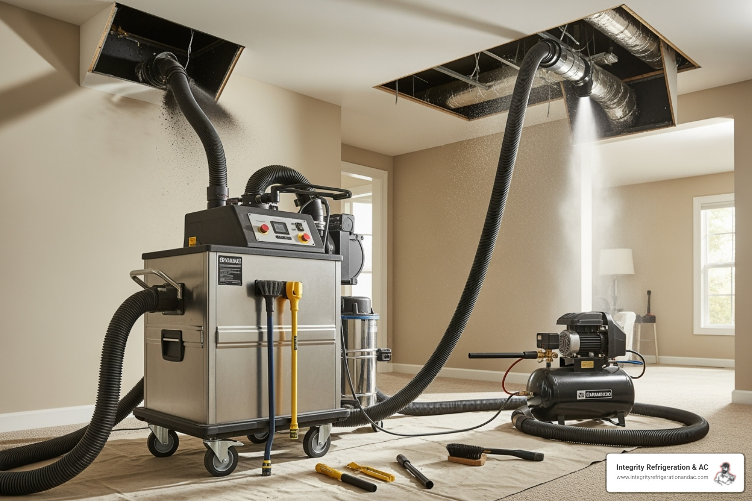 technician using professional vent cleaning equipment - vent cleaning service