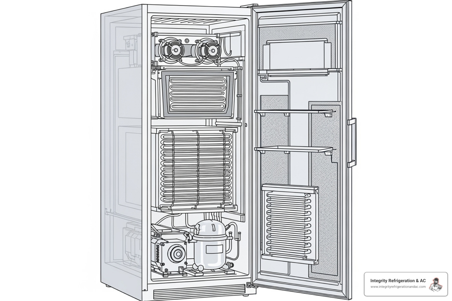 diagram showing the key components of a reach-in freezer - Reach-in freezer service diagram showing the key components of a reach-in freezer - Reach-in freezer service