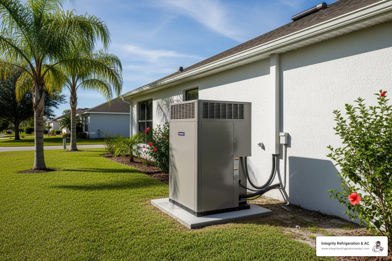 New, modern outdoor AC unit installed at a Winter Haven home - ac financing options winter haven New, modern outdoor AC unit installed at a Winter Haven home - ac financing options winter haven
