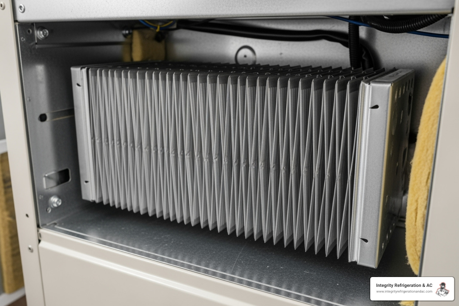 Image of a technician pointing to a furnace heat exchanger - Furnace safety check Image of a technician pointing to a furnace heat exchanger - Furnace safety check