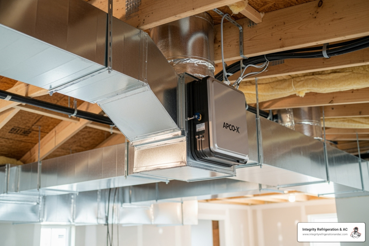 HVAC technician installing air purification system in Lakeland, FL home - apco-x air purification system lakeland fl