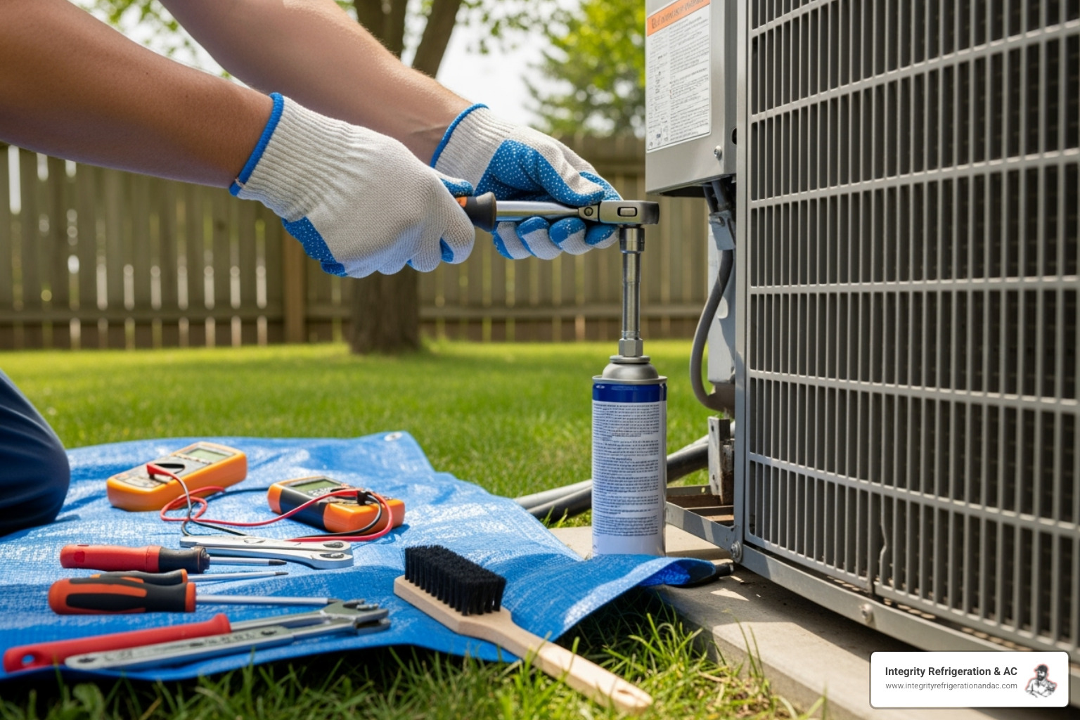 Technician performing HVAC tune-up - energy efficient hvac winter haven fl