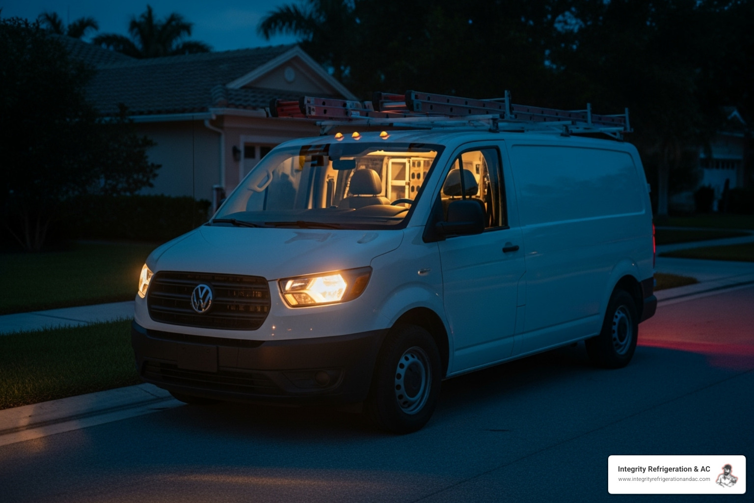 Service van with "24/7 Service" text visible at night - 24/7 hvac technician winter haven fl