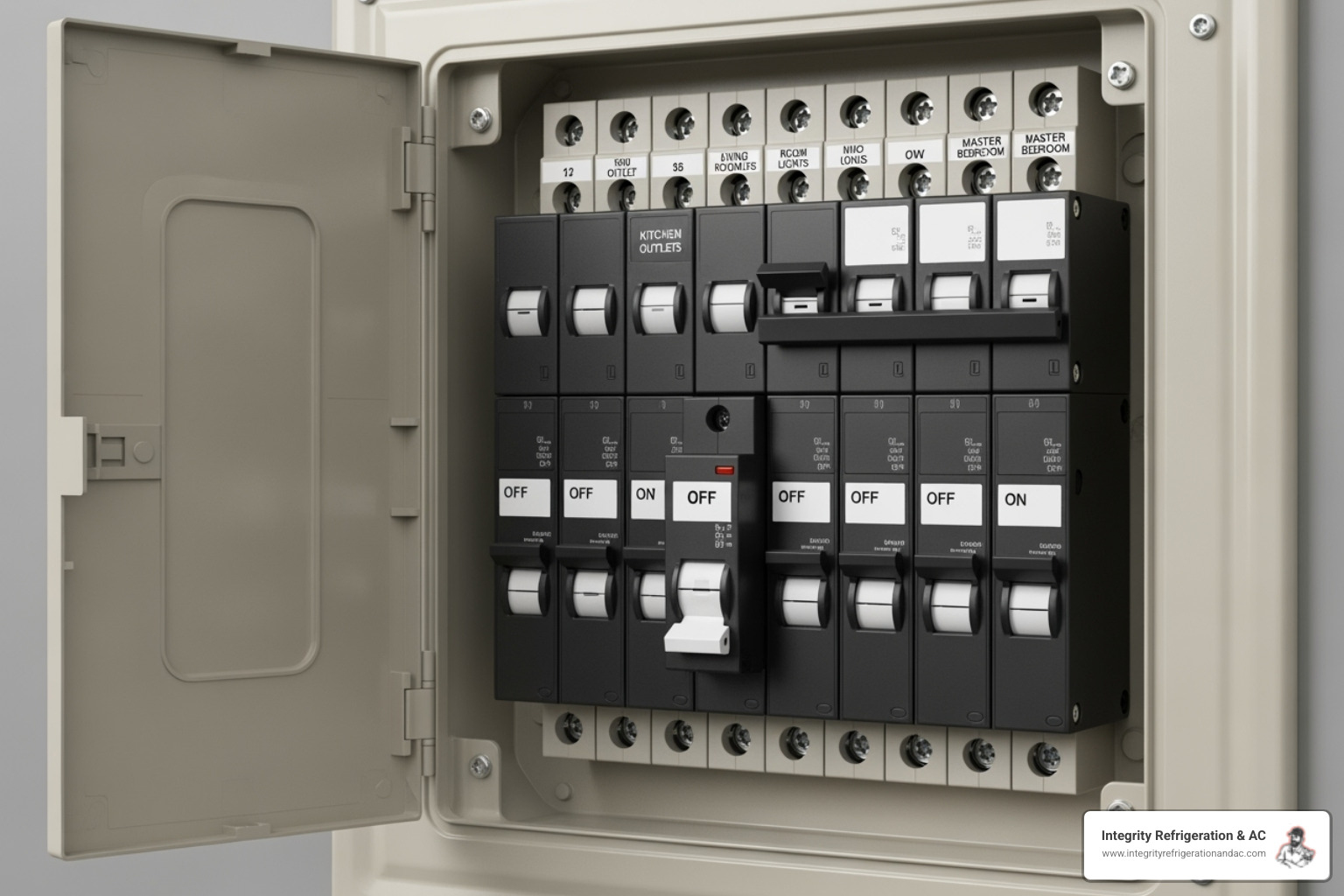 Homeowner safely turning off a circuit breaker - 24/7 hvac technician winter haven fl