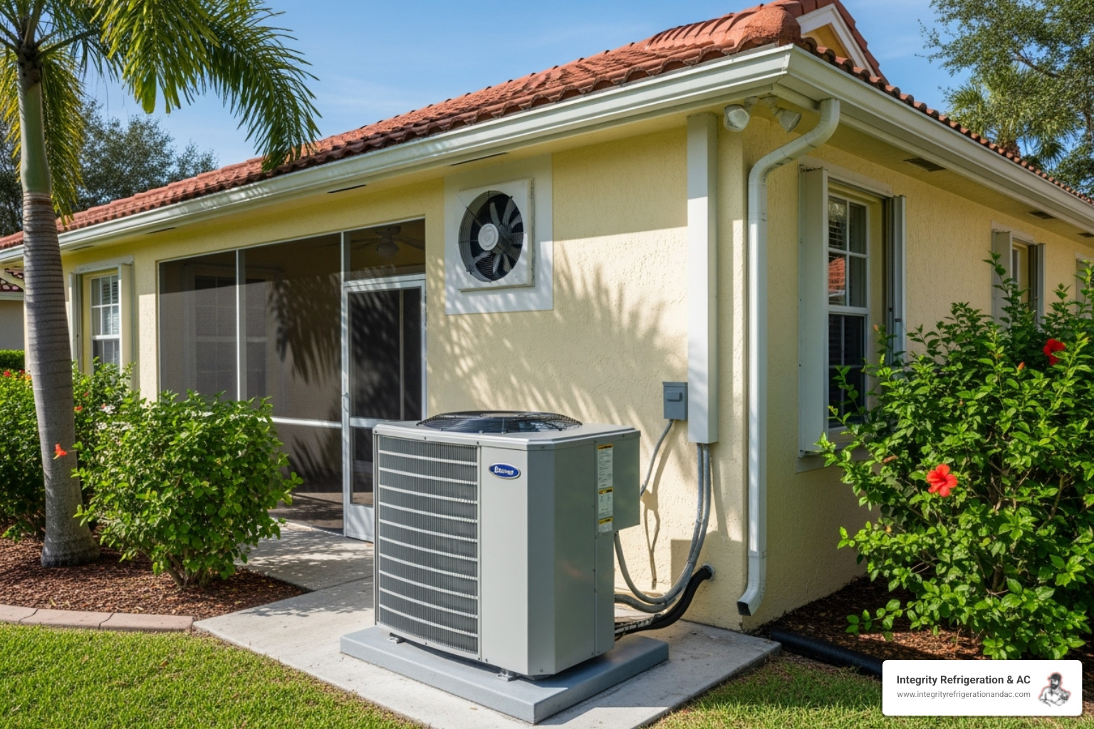 new, high-efficiency air conditioning unit installed outside a home - home energy audit auburndale fl