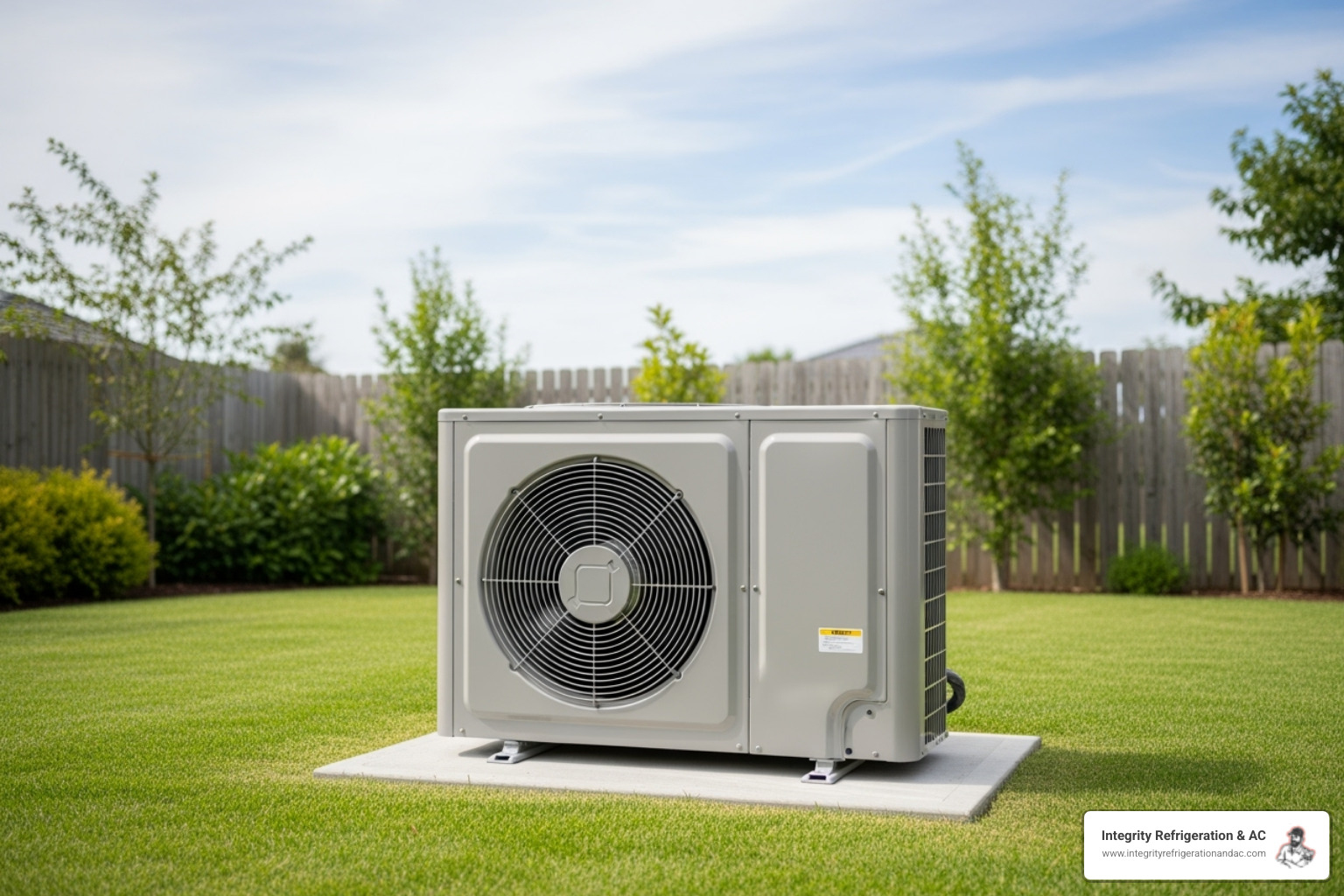 Clean outdoor condenser unit with clear space around it - ductless hvac maintenance