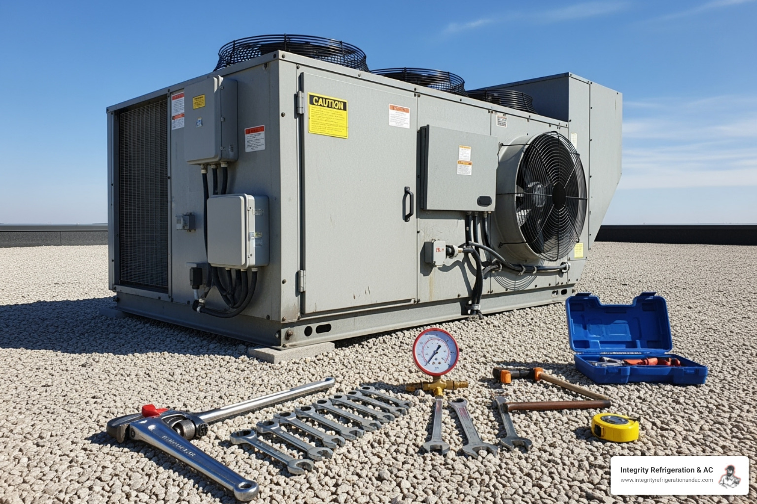 technician inspecting commercial HVAC system - commercial hvac service in auburndale fl