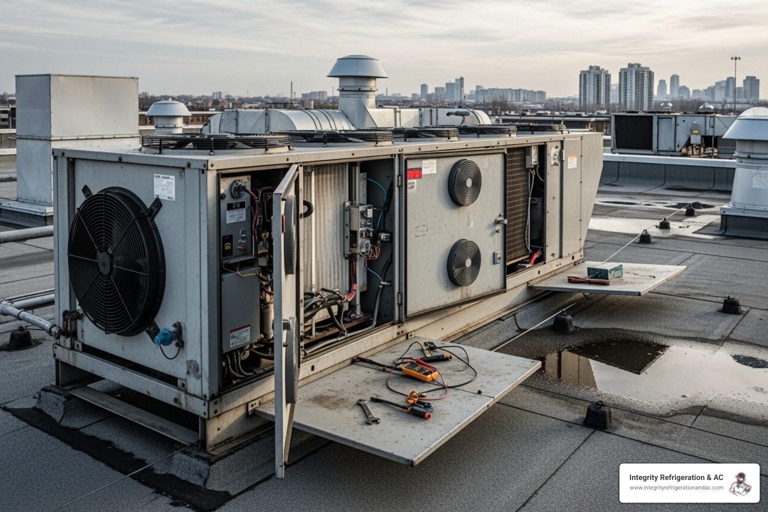 professional technician inspecting commercial HVAC unit - emergency commercial hvac service in dundee fl professional technician inspecting commercial HVAC unit - emergency commercial hvac service in dundee fl