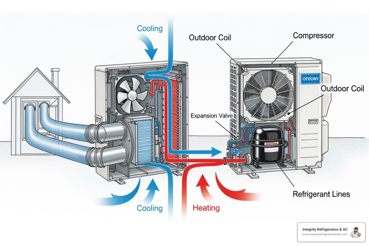 showing the heat pump cycle in summer vs. winter - how do heat pumps work showing the heat pump cycle in summer vs. winter - how do heat pumps work