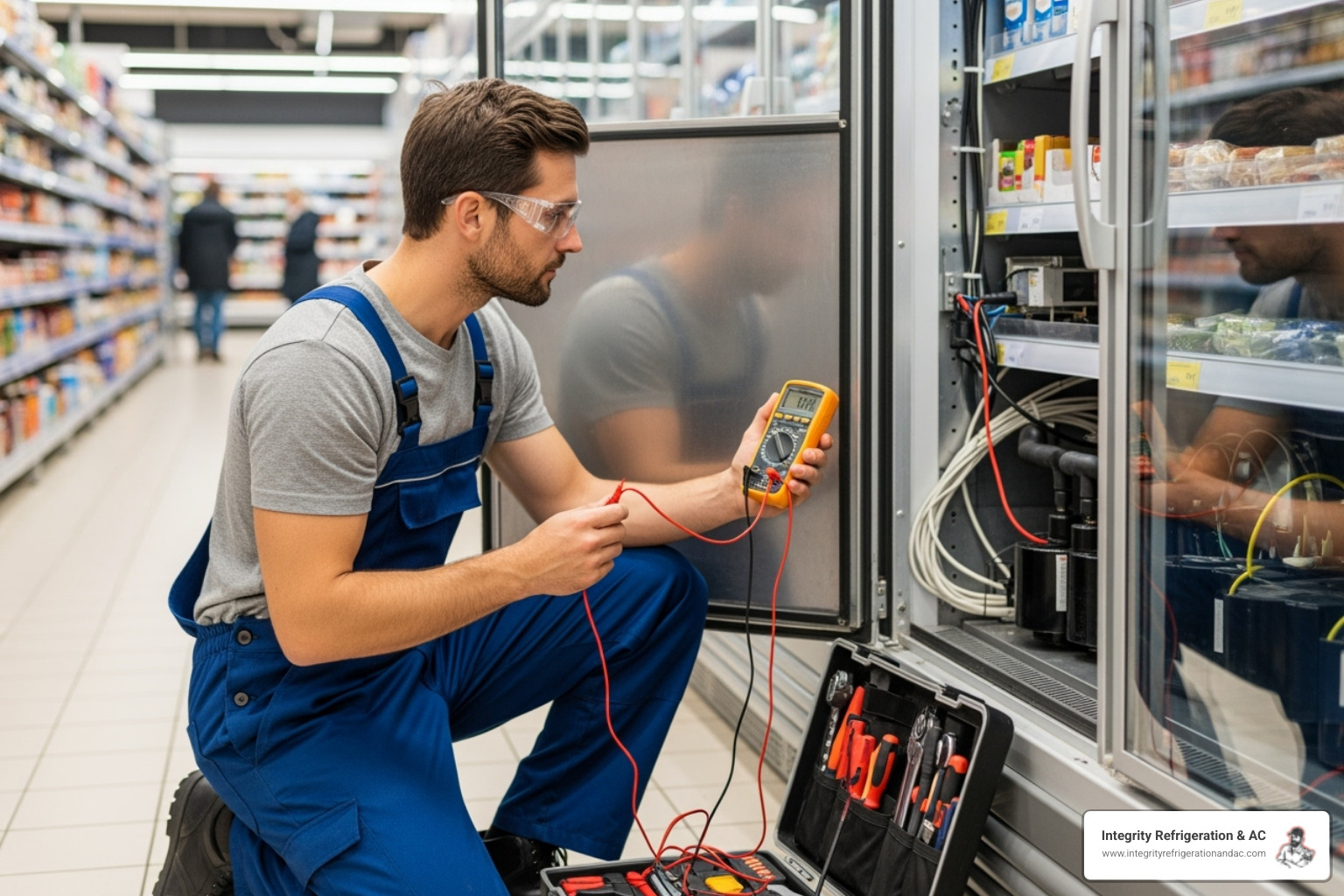 Professional technician servicing commercial refrigeration unit - refrigeration installation company lake wales fl Professional technician servicing commercial refrigeration unit - refrigeration installation company lake wales fl