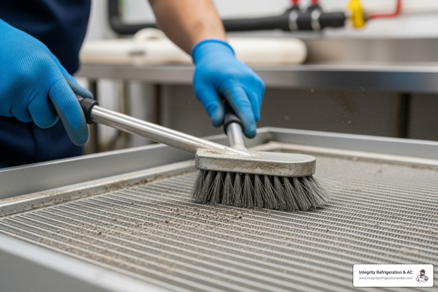 technician cleaning condenser coils - refrigeration maintenance service auburndale fl