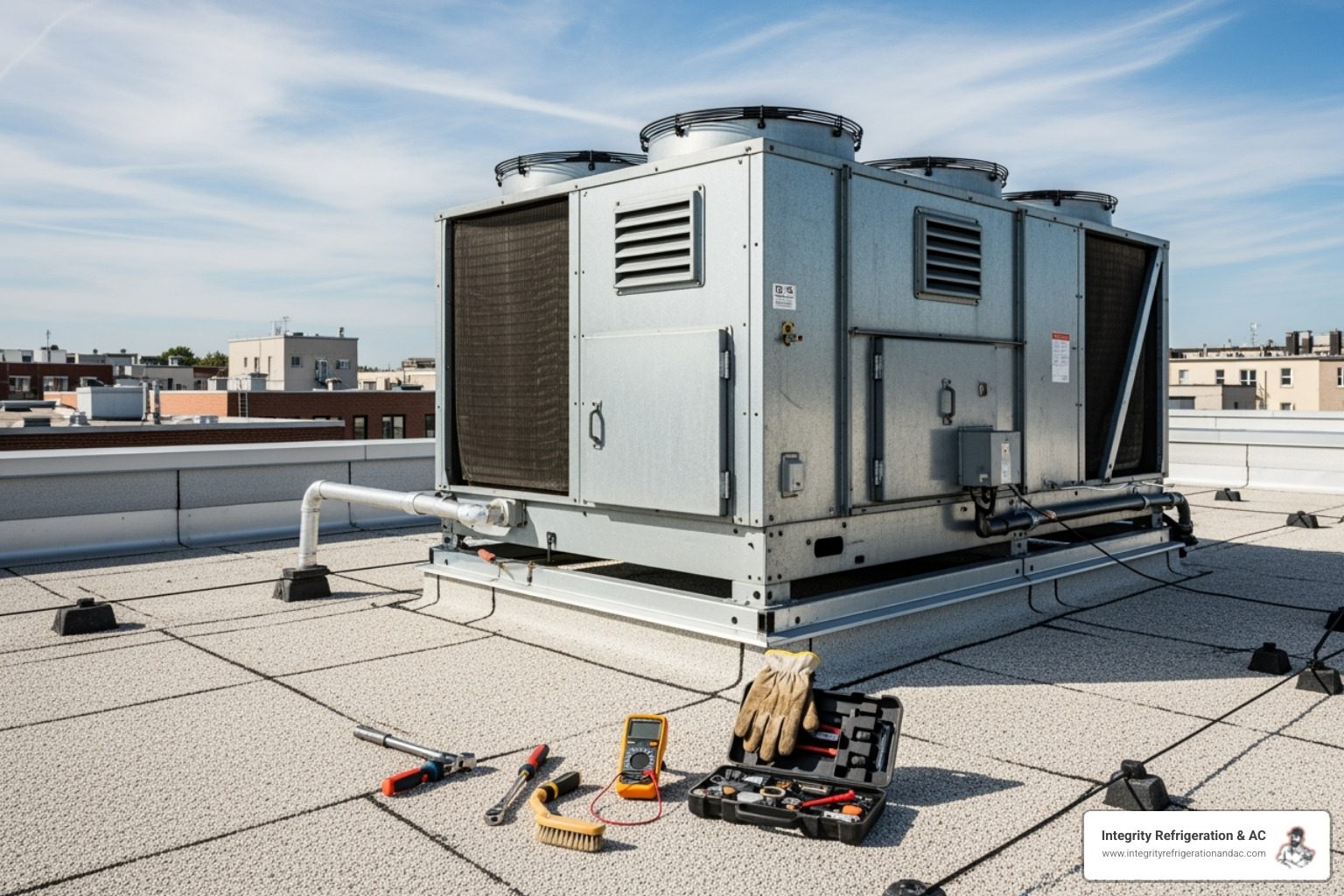 a technician inspecting a commercial rooftop HVAC unit - 24/7 commercial hvac repair in lake wales fl a technician inspecting a commercial rooftop HVAC unit - 24/7 commercial hvac repair in lake wales fl