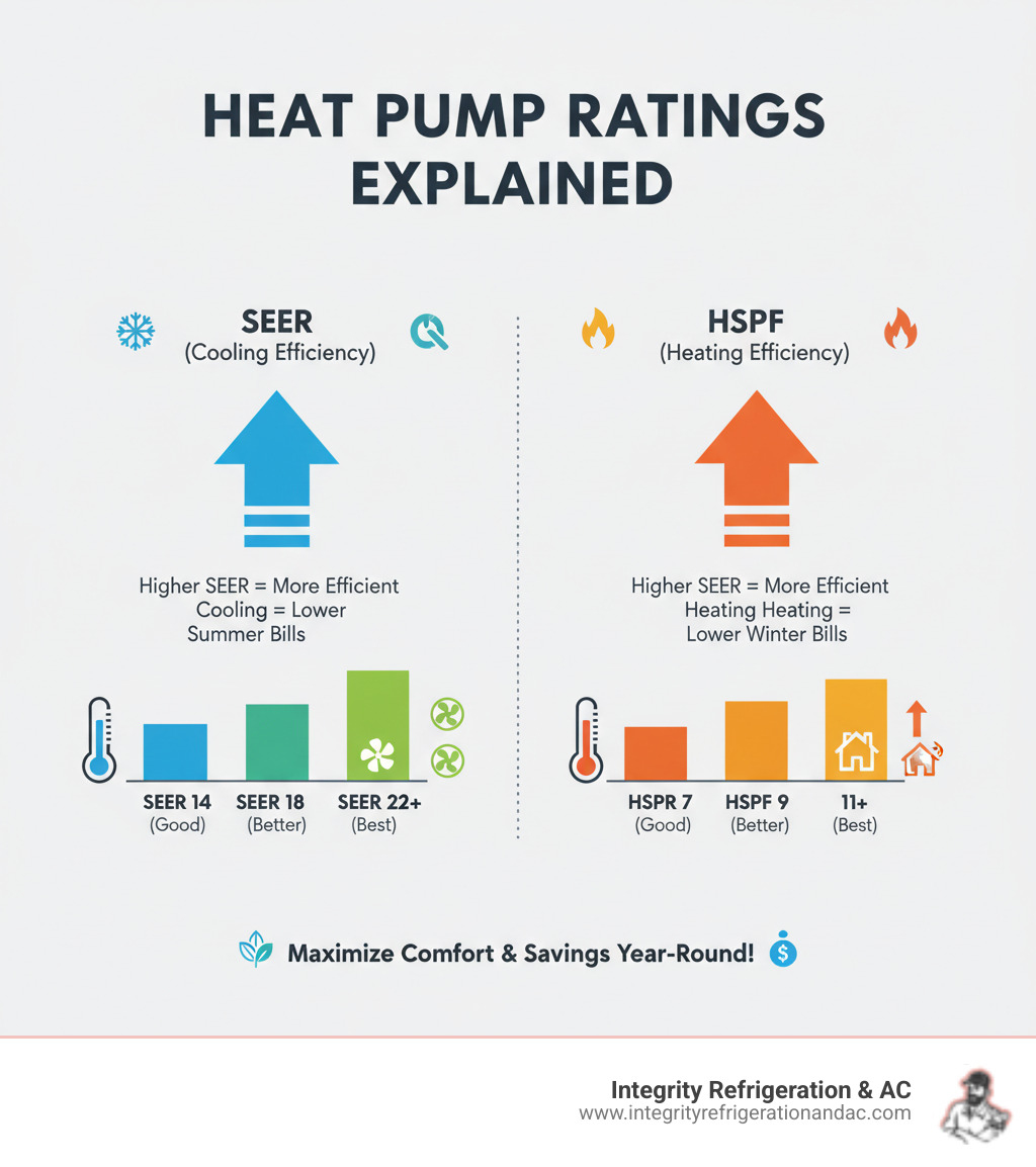 infographic explaining SEER and HSPF ratings in simple terms - best heat pump company in davenport fl infographic 