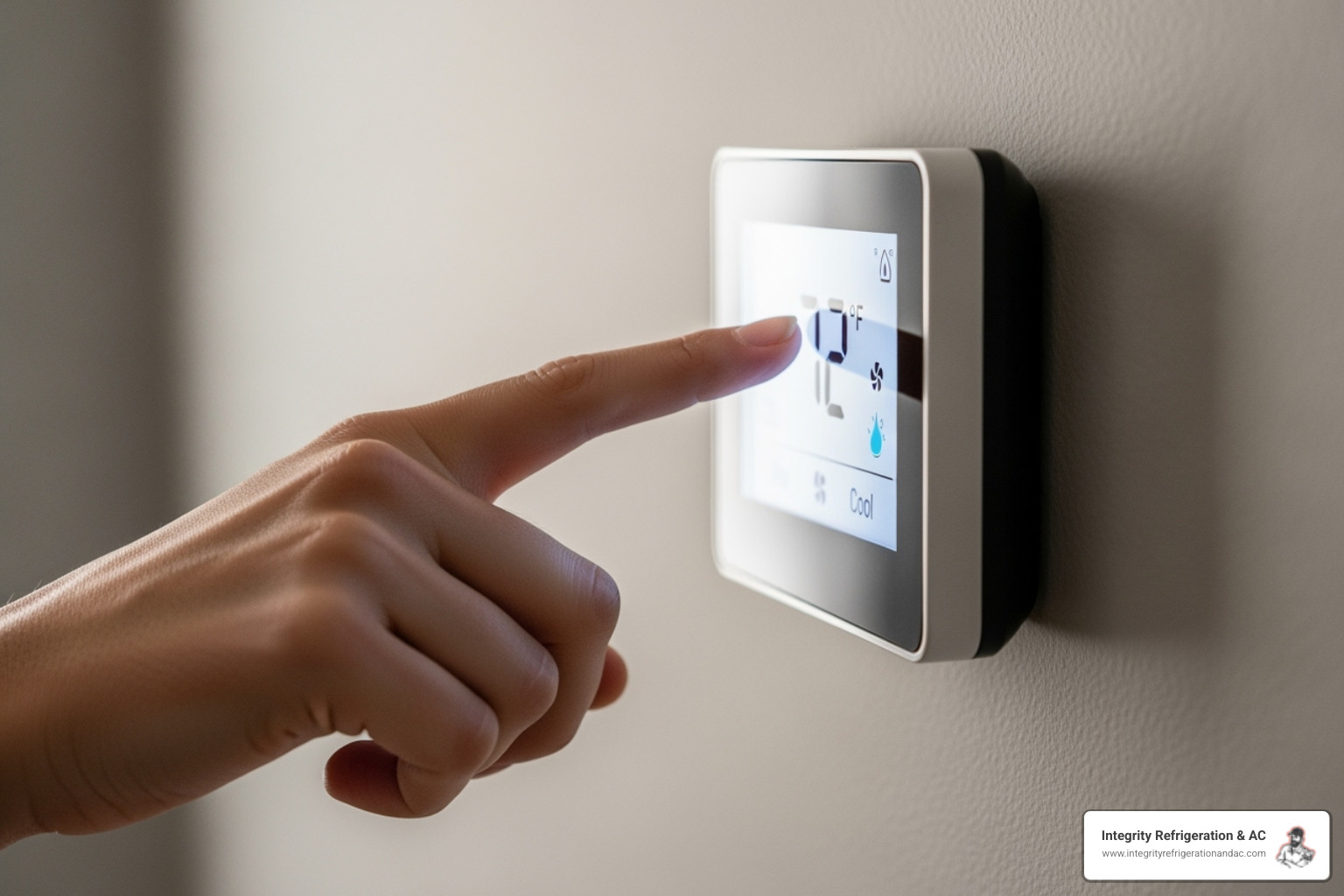 Homeowner checking a thermostat - emergency heat pump repair in st. cloud fl Homeowner checking a thermostat - emergency heat pump repair in st. cloud fl