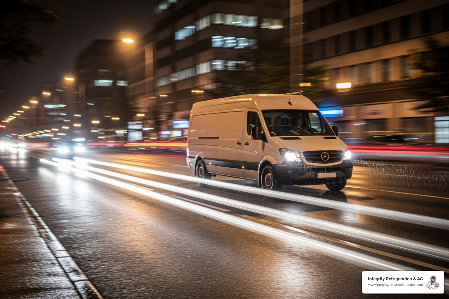 A service van driving at night - 24 hour hvac service in lakeland fl