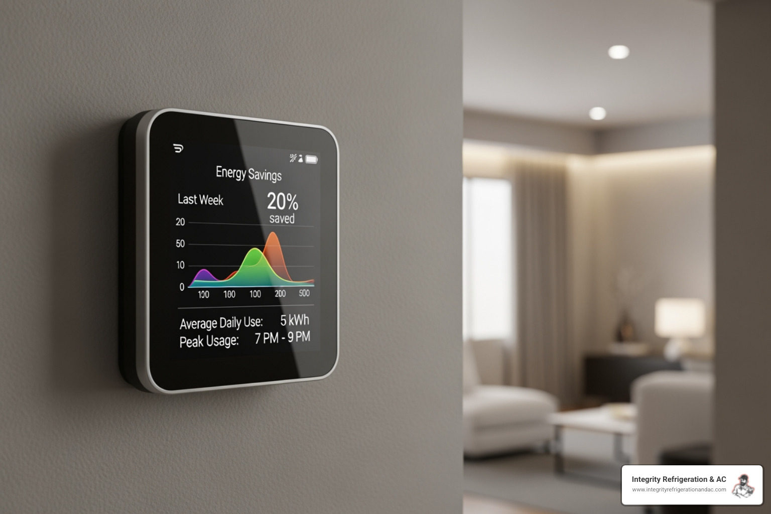 A smart thermostat displays energy savings, highlighting the efficiency benefits of modern HVAC systems. - hvac replacement in clermont fl