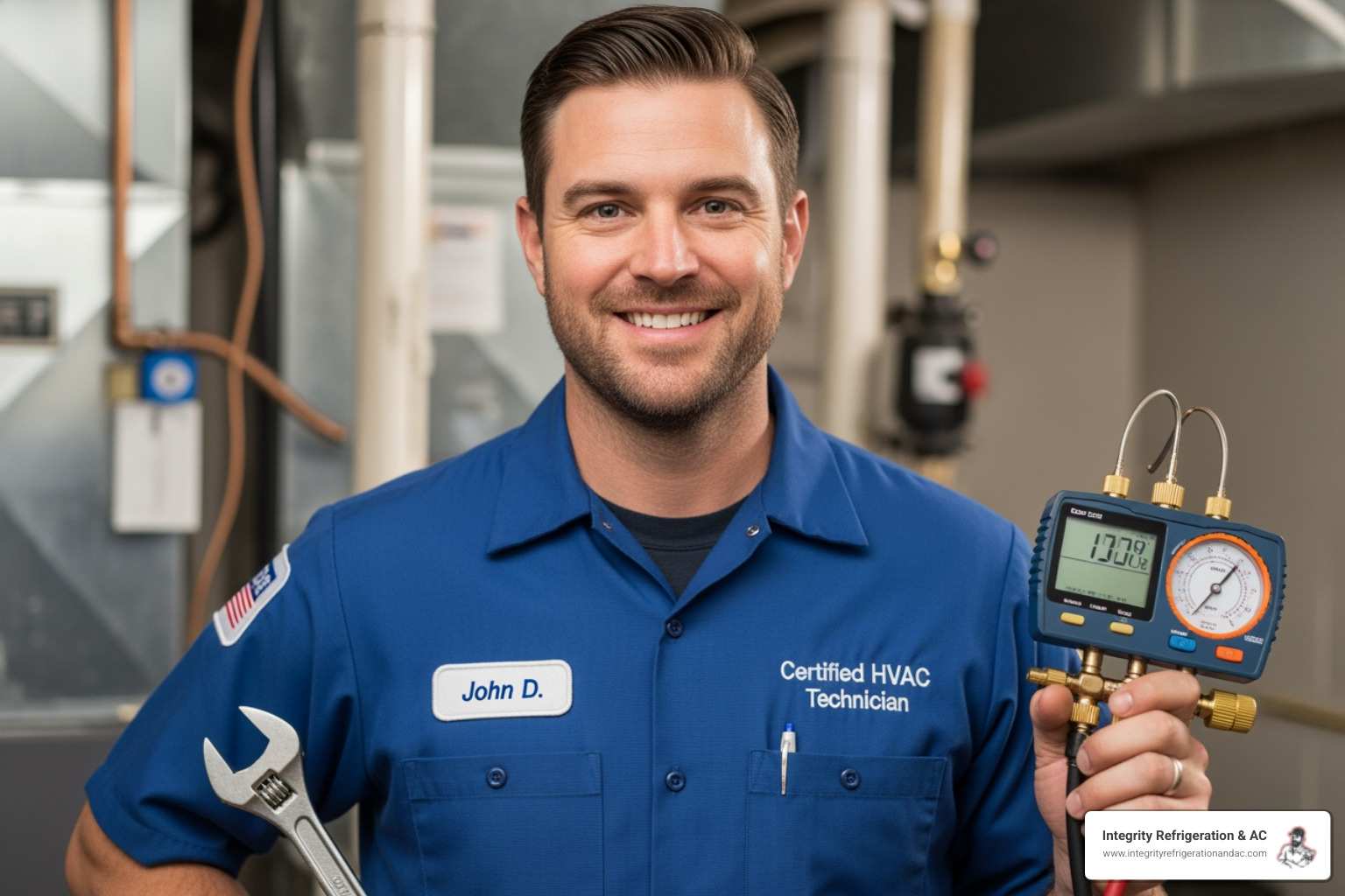 A certified HVAC technician in uniform, holding tools and smiling, reflecting professionalism and expertise. - best hvac installation in lake hamilton fl