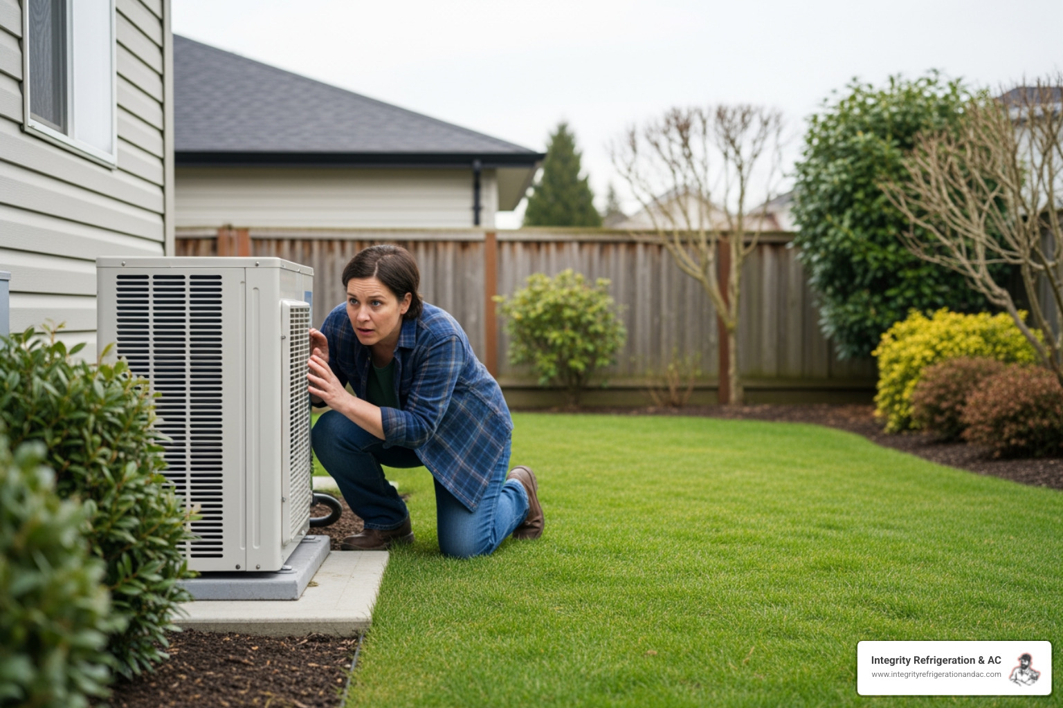 homeowner looking concerned at their outdoor heat pump unit - heat pump making noise in winter haven fl homeowner looking concerned at their outdoor heat pump unit - heat pump making noise in winter haven fl