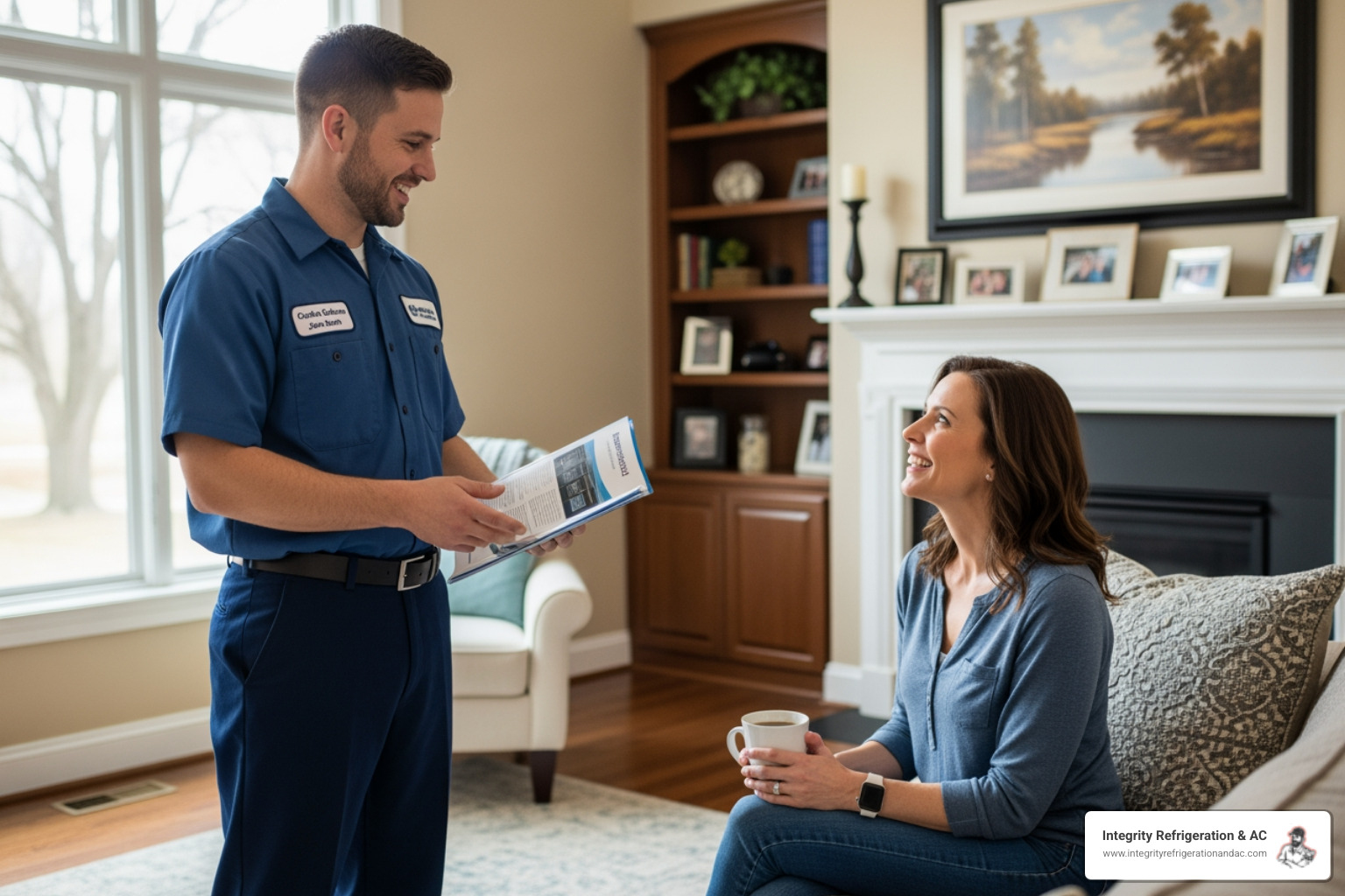 friendly technician talking with a homeowner - best heater company in bartow fl
